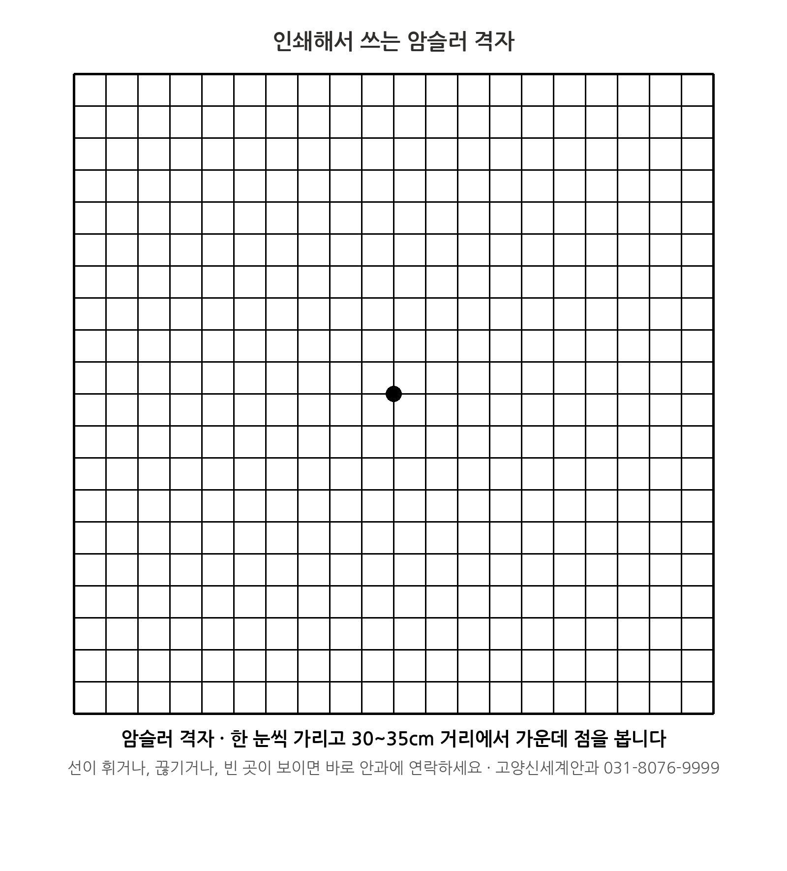 인쇄해서 쓰는 암슬러 격자 - 고양신세계안과 제작