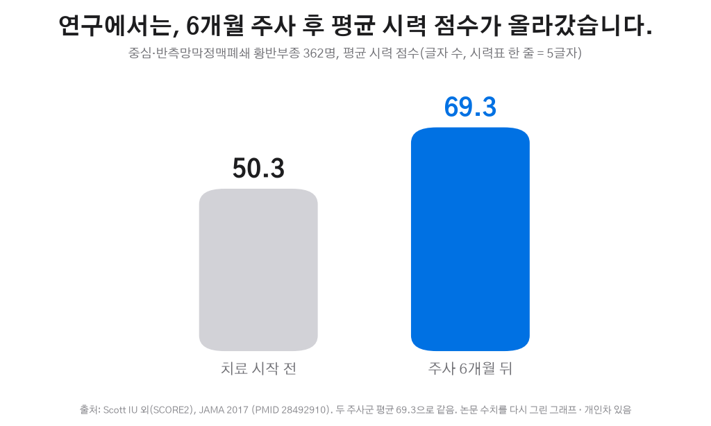 SCORE2 연구 6개월 시력 변화 그래프