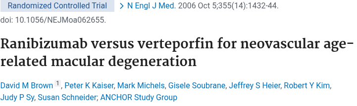 Brown 2006 NEJM ANCHOR 라니비주맙 대 광역학치료 논문 제목
