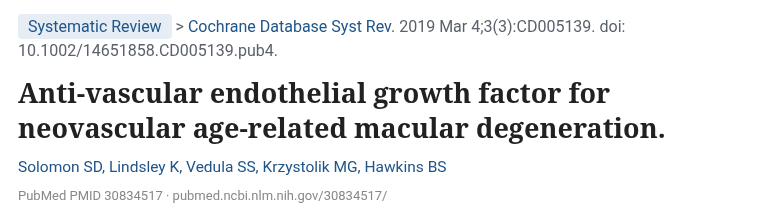 출처: Solomon SD 외, Cochrane Database Syst Rev 2019 · doi:10.1002/14651858.CD005139.pub4