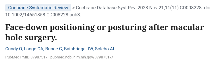 출처: Cundy O 외, Cochrane Database Syst Rev 2023 · doi:10.1002/14651858.CD008228.pub3. PubMed 공개 서지 정보로 화면 형식을 다시 만든 것
