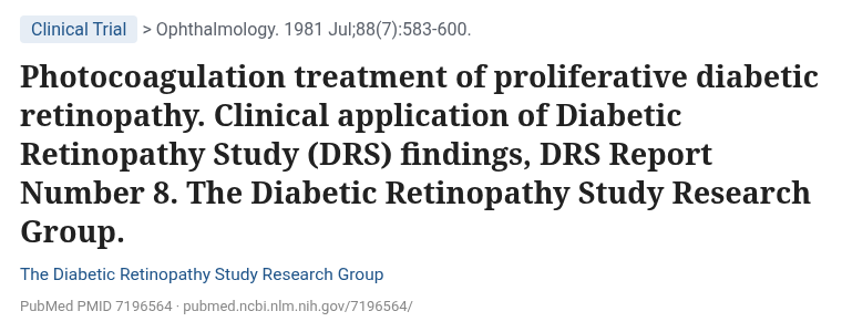 출처: Diabetic Retinopathy Study Research Group, Ophthalmology 1981