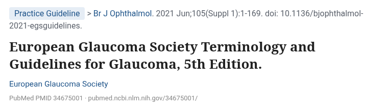 유럽녹내장학회 녹내장 용어·가이드라인 5판 제목 (Br J Ophthalmol 2021)