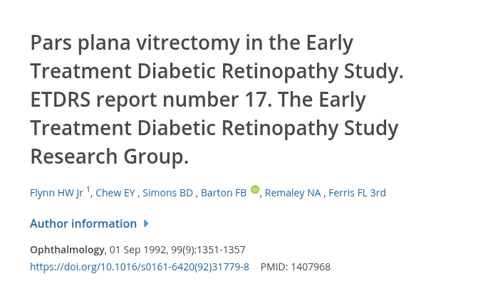 Flynn 1992 Ophthalmology ETDRS report 17 논문 제목