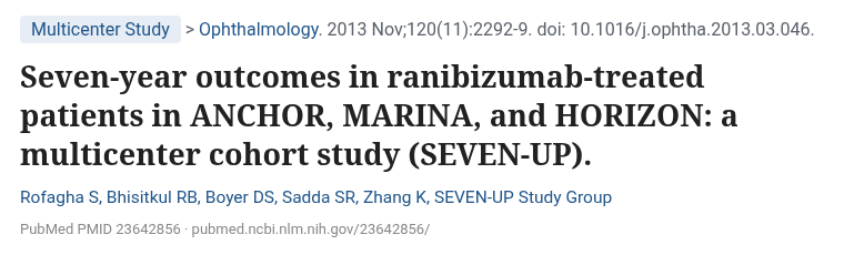 SEVEN-UP 2013 Ophthalmology 7년 결과 PubMed 화면