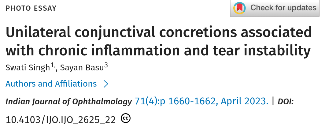 Singh 2023 Indian Journal of Ophthalmology 결막결석 증례 보고 논문 제목