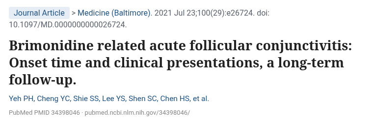 Yeh 2021 Medicine 브리모니딘 알레르기 논문 제목