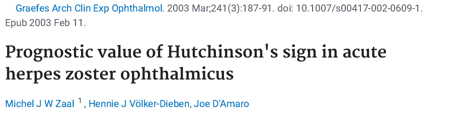 Zaal 2003 허친슨 징후 논문 PubMed 화면