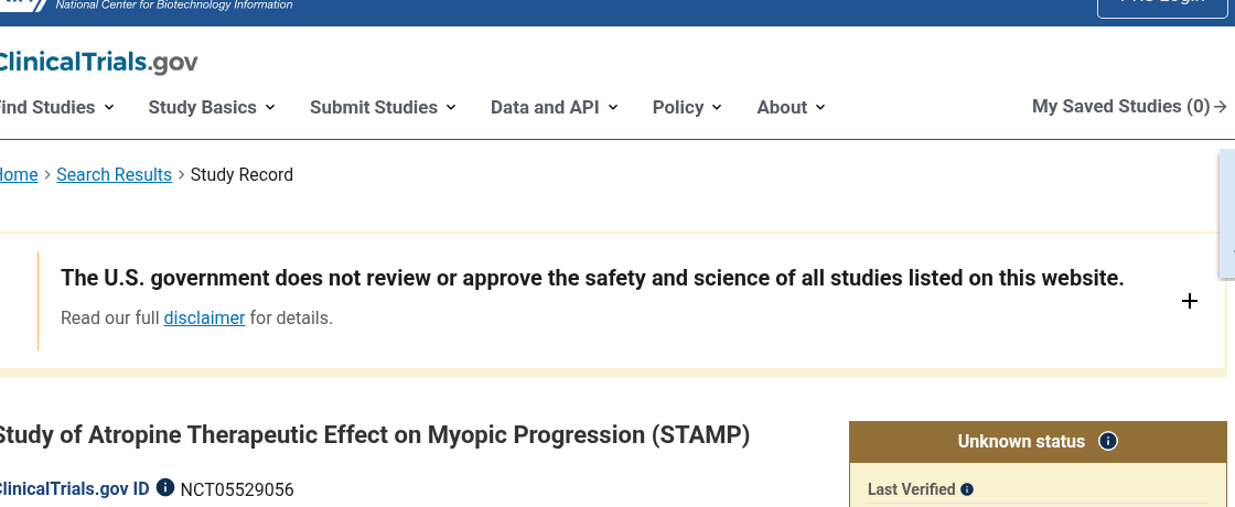 ClinicalTrials.gov STAMP NCT05529056 등록 화면