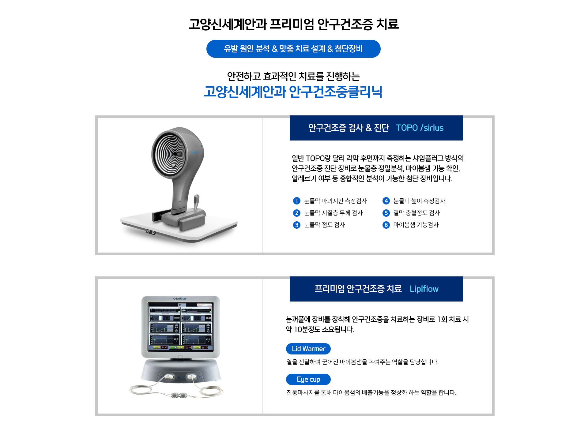 안구건조증 진단, TOPO / sirius, Lipiflow